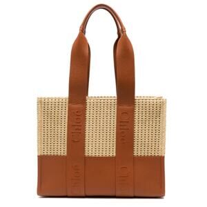 $1950 NEW CHLOE WOODY MEDIUM RAFFIA LEATHER SUMMER TOTE BAG PURSE NWT!